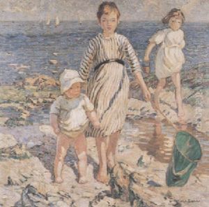 Children Playing Amongst Rock Pools by Dorothea Sharp