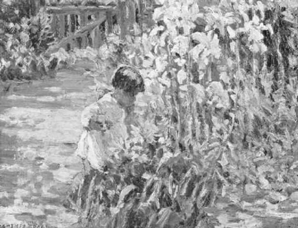 Young Girl Picking Flowers - view 1
