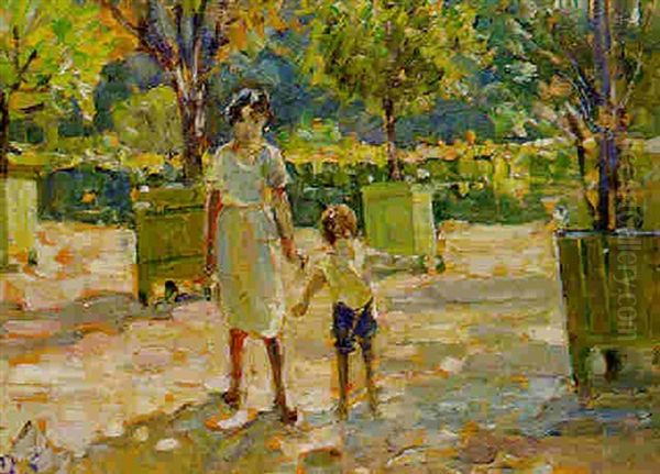 The Tuileries, Paris - Mother And Young Boy - view 1