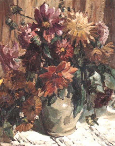 Summer Flowers In A Stoneware Jug - view 1