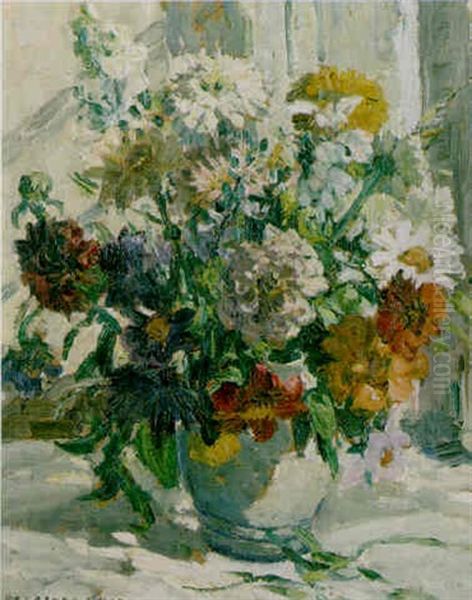 Summer Flowers In A Stoneware Jug - view 1
