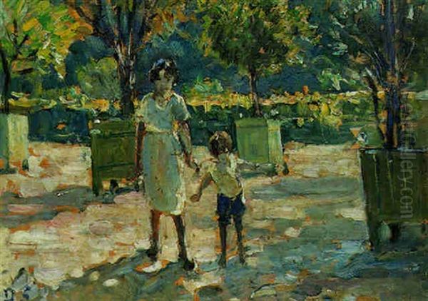 The Tuilleries, Paris - Mother And Young Boy - view 1