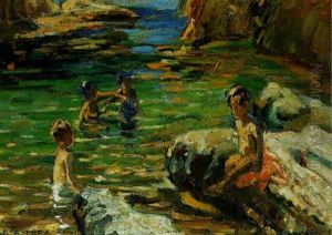 Children In A Rocky Cove by Dorothea Sharp