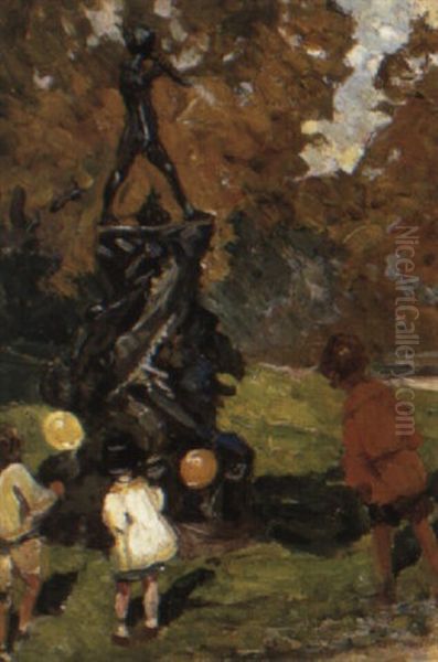 Children By The Peter Pan Monument, Kensington Gardens - view 1