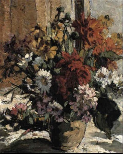 Summer Flowers In A Stoneware Vase - view 1