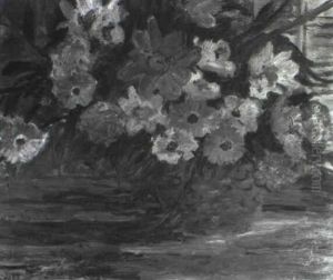 Still Life Of Flowers In A Blue Vase by Dorothea Sharp