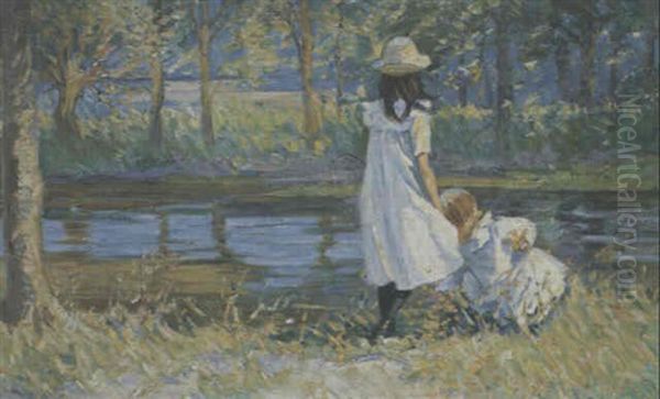 Two Girls By A Lake - view 1