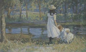 Two Girls By A Lake by Dorothea Sharp