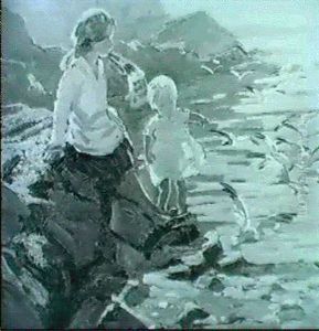 A Young Girl And Small Child By The Waters Edge by Dorothea Sharp
