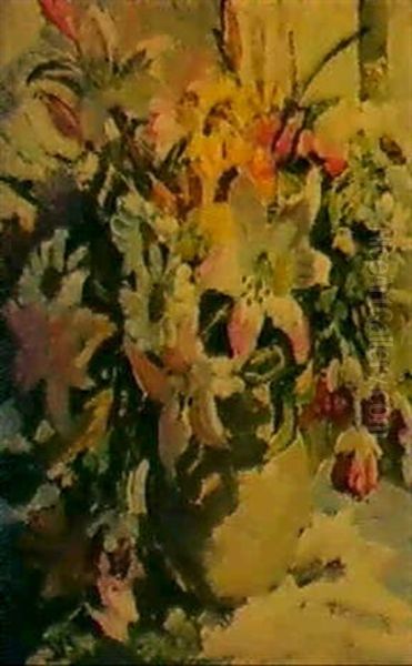 Summer Flowers In An Earthenware Vase - view 1