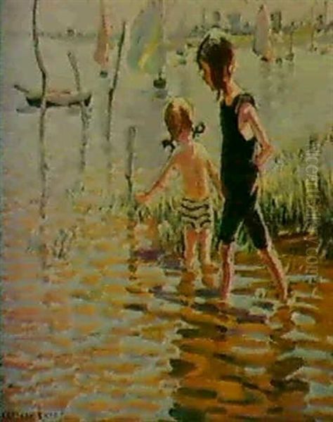 Children Paddling In The Shallows - view 1