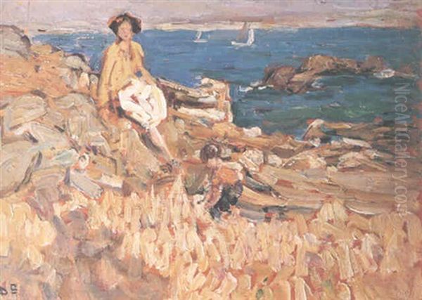 Young Girl Seated On A Rock - view 1
