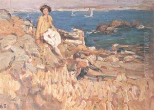 Young Girl Seated On A Rock by Dorothea Sharp