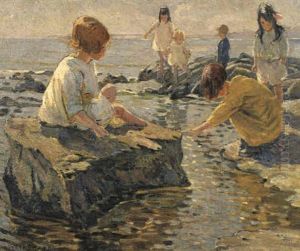 Young Girl Fishing On The Beach by Dorothea Sharp