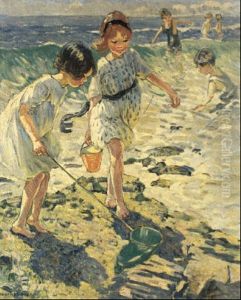 Children Playing On The Beach by Dorothea Sharp