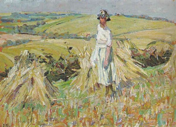 Girl In A Hay Field - view 1
