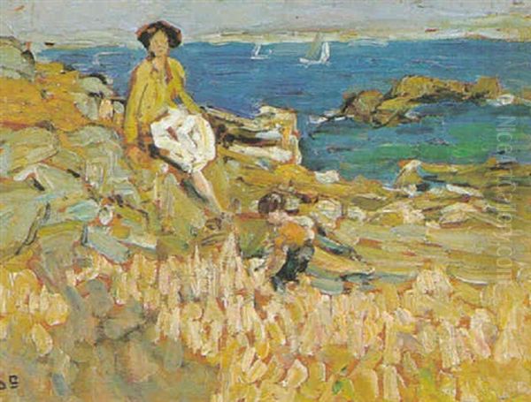 Young Girl Seated On A Rock - view 1