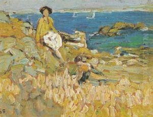 Young Girl Seated On A Rock by Dorothea Sharp