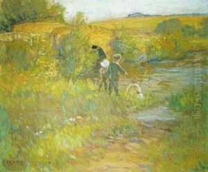 Children Fishing By A Bridge by Dorothea Sharp