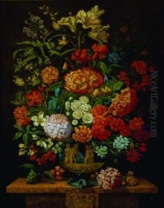 Elaborate Still Life On A Marble Ledge