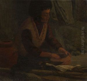 Young Indian Girl With A Pot by Joseph Henry Sharp