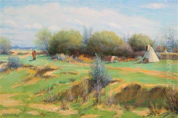 Indian Encampment In Spring - view 1