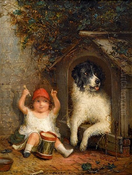 Young Girls With Dogs (pair) - view 1