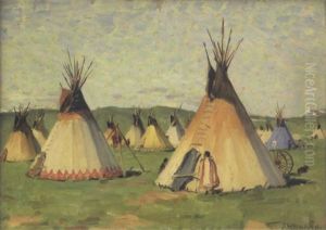 Blackfeet Teepees, Glacier Park, Montana by Joseph Henry Sharp