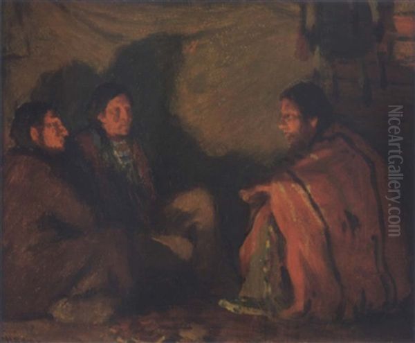 Indians By Firelight - view 1