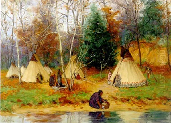 Indian Encampment In The Woods - view 1