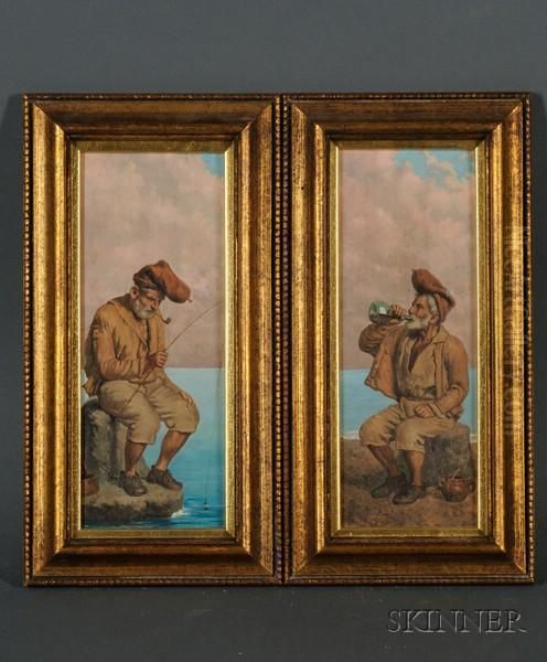 Lot Of Two Portraits: The Fisherman - view 1
