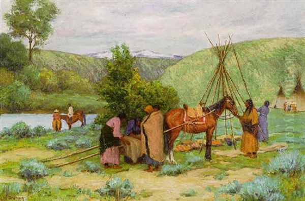 Setting Up Camp, Little Big Horn, Montana - view 1