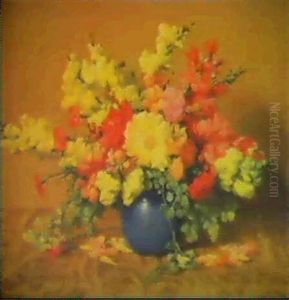 Still Life With Snapdragons In A Blue Bowl Still Life With Snapdragons In A Blue Bowl