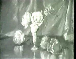 Roses And Blue Vase