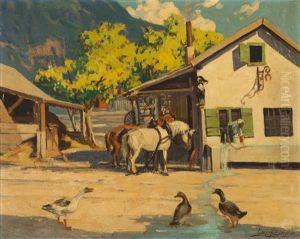 Western Ranch Scene by Louis Hovey Sharp