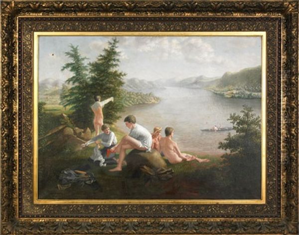 Landscape With Young Boys Swimming In The Nude - view 1