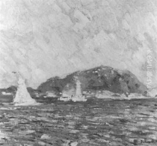 Sailboats Off The Island - view 1