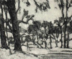 Winter Wood With Pond by Sydney Dale Shaw
