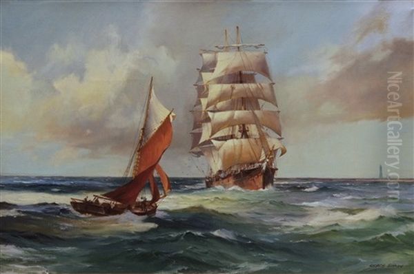 British Merchant And A Plymouth Cutter Off Eddystone Light - view 1