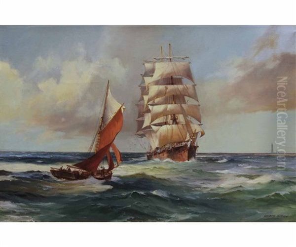 British Merchant And A Plymouth Cutter Off Eddystone Light - view 1