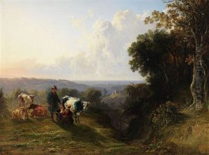 An English Homestead by William Shayer the Elder