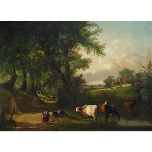 Rustic Scene In A Wooded Glade by Charles Shayer