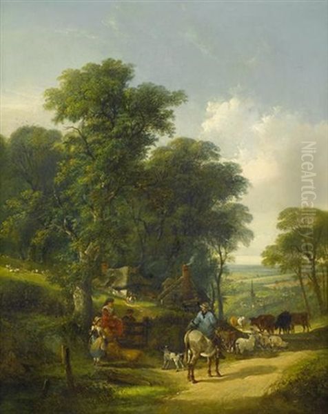 A Herdsman Cattle (sic), Passing Girl And Children - view 1