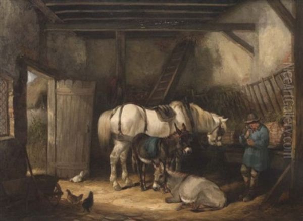 Interior Of A Stable With Farm Animals - view 1