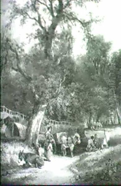 Boy Fishing; Gypsy Encampment (henry And Charles Shayer)    (sold With Lot# 119a) - view 1
