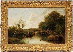 River Landscape With Figures by William Joseph Shayer