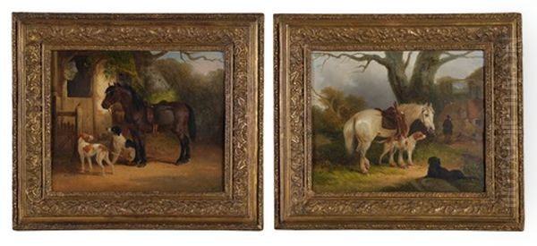 Huntsman, Pony And Dogs Before A Cottage; Huntsman, Pony And Dogs Before A Pub - view 1
