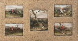 Set Of Five Fox Hunting Vignettes The Largest by William Joseph Shayer