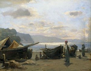 Fischer Am Strand An Der Sorrentiner Halbinsel by Sylvester Shchedrin