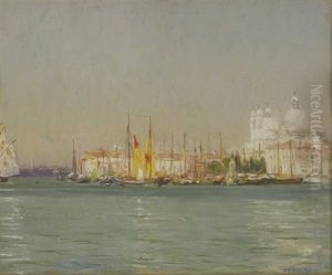 The Venetian Lagoon With La Santa Maria Della Salute by Thomas Frederick Mason Sheard
